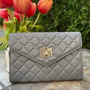 BADGLEY MISCHKA Grey Diamond Quilt Convertible Crossbody Bag $129 Envelope